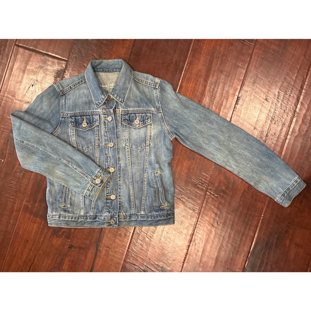 Gap Icon Denim Jacket Womens XS Petite Medium Indigo 1969 Cotton Trucker Jacket